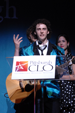 Kian McCollum of Chartiers Valley High School accepting the award for Best Actor