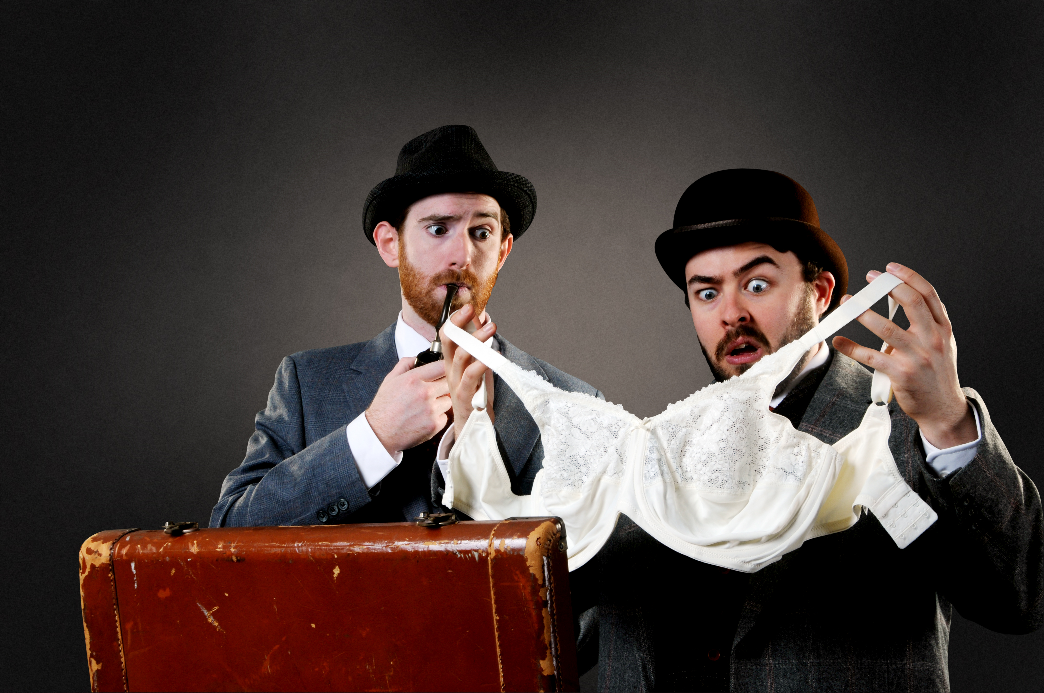 Luke Halferty (left) and Quinn Patrick Shannon in The 39 Steps at CLO Cabaret